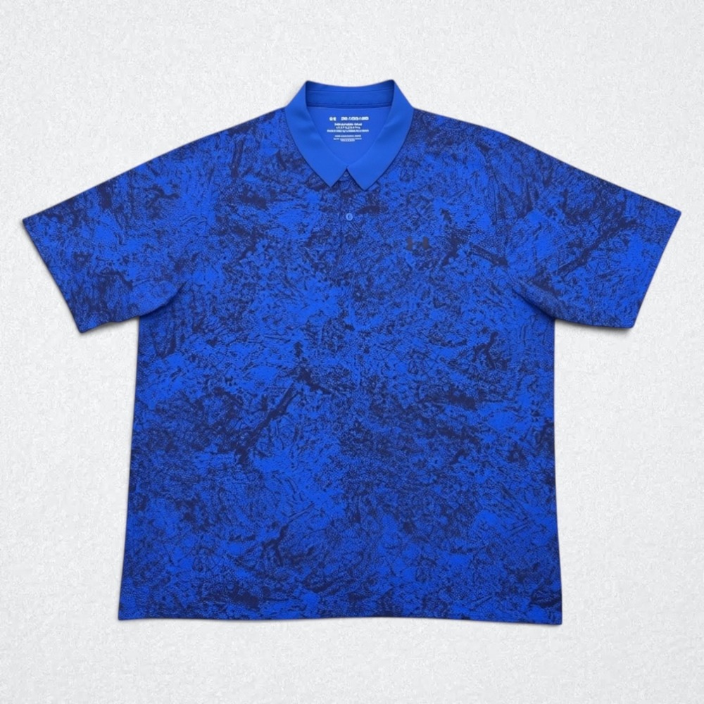 Under Armour Iso-Chill Polo Shirt Mens 2XL Blue Abstract Crackle Stretch Golf